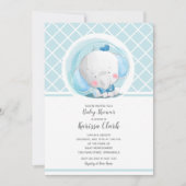 Blue Elephant Boy Baby Shower Invitations (Devant)