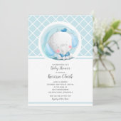 Blue Elephant Boy Baby Shower Invitations (Debout devant)