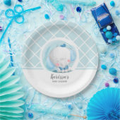 Blue Elephant Boy Baby shower Paper Bord (Feest)