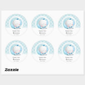 Blue Elephant Boy Baby shower Ronde Sticker (Vel)