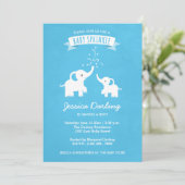 Blue Elephant Boy Baby Sprinkle Shower Invitation (Debout devant)