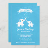 Blue Elephant Boy Baby Sprinkle Shower Invitation (Devant / Derrière)