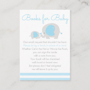Blue Elephant Boy Books for Baby Invitation Insert Informatiekaartje
