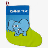 Blue Elephant Cartoon Kerstmis stoppen Grote Kerstsok (Voorkant)