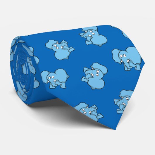 Blue Elephant Cartoon Pattern Stropdas (Opgerold)