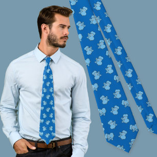 Blue Elephant Cartoon Pattern Stropdas