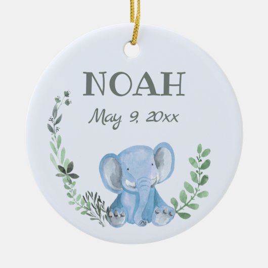Blue Elephant Ceramic Ornament (Voorkant)