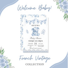 Blue Elephant Chinoiserie-Baby shower Invitation