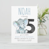 Blue Elephant cinquième anniversaire Invitation (Debout devant)