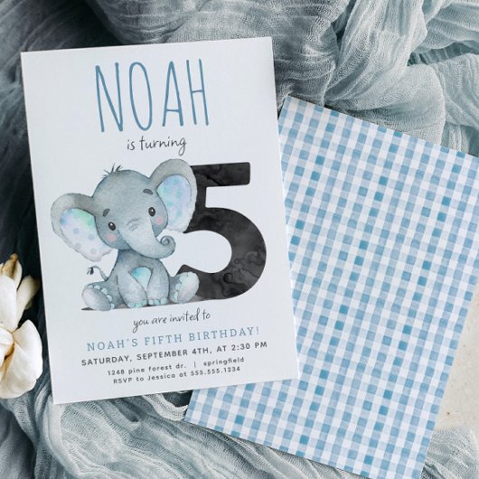 Blue Elephant cinquième anniversaire Invitation