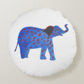 Blue Elephant Dessin Coussin rond (Dos)