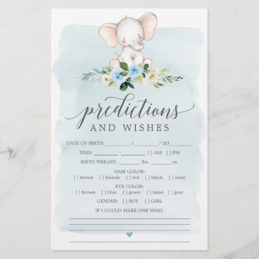 Blue Elephant Double Sided Baby shower Games (Voorkant)