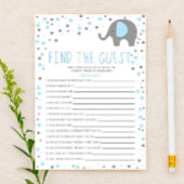 Blue Elephant Find Guest Baby shower Game Briefpapier
