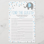 Blue Elephant Find Guest Baby shower Game Briefpapier (Voorkant)