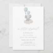 Blue Elephant First Birthday Invitation  (Devant)