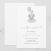 Blue Elephant First Birthday Invitation  (Devant / Derrière)
