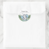 Blue Elephant Greenery Baby shower Dank u Ronde Sticker (Tas)