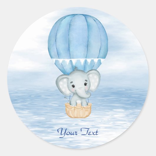 Blue Elephant Hete Luchtballon Sticker (Voorkant)