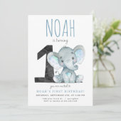 Blue Elephant Invitation pour le premier anniversa (Debout devant)