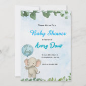 Blue Elephant It’s a Boy Baby Shower Invitation (Devant)