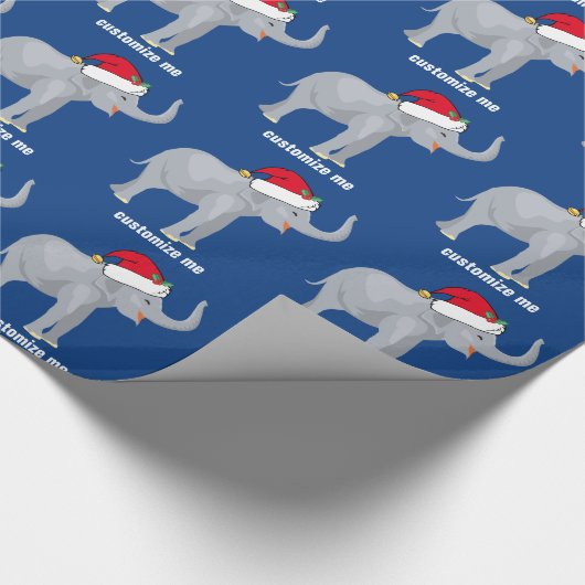 Blue Elephant Kerstmis Cute Custom Patroon Cadeaupapier (Hoek)