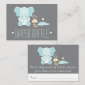 Blue Elephant Little Bird Luier Raffle Tickets Informatiekaartje (Voorkant / Achterkant)
