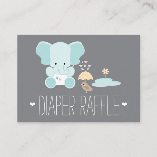 Blue Elephant Little Bird Luier Raffle Tickets Informatiekaartje (Voorkant)