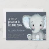 Blue Elephant Little Peanut Baby shower Invitation Kaart (Voorkant)