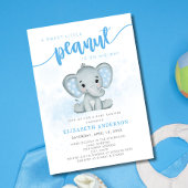 Blue Elephant Little Peanut Boy Baby shower Kaart