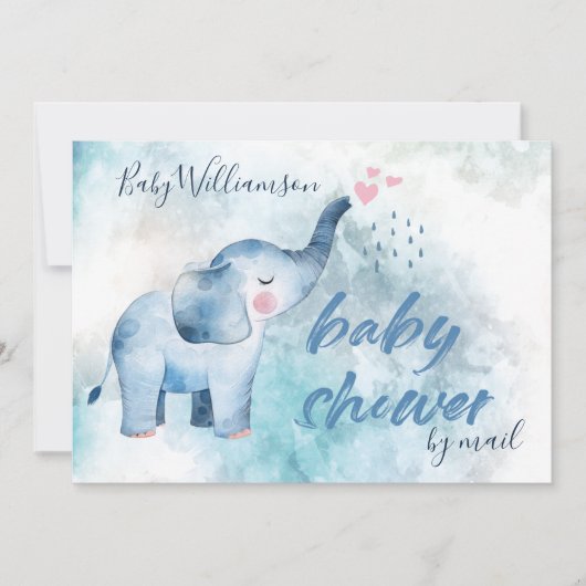 Blue Elephant Long Distance Baby shower per post Kaart (Voorkant)