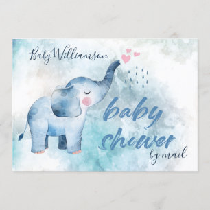 Blue Elephant Long Distance Baby shower per post Kaart