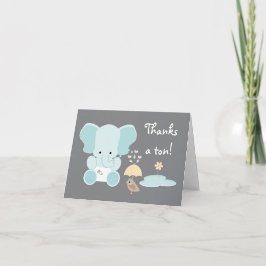 Blue Elephant Luier Baby shower Dank u Bedankkaart (Voorkant)