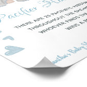 Blue Elephant Pacifier Hunt Game Baby shower Sign. Poster (Hoek)
