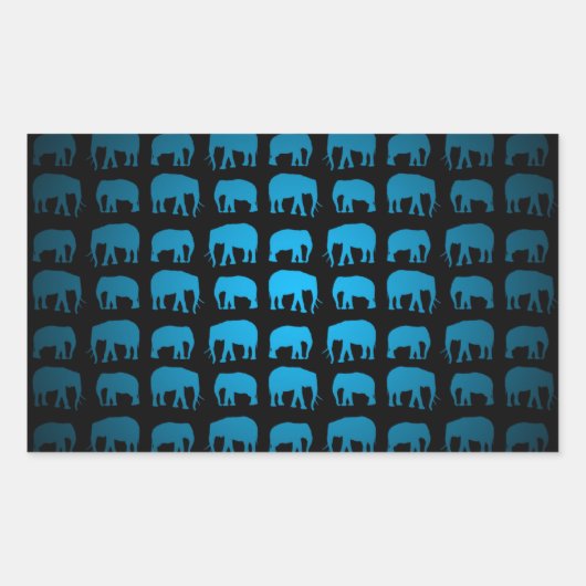 Blue Elephant Pattern Rechthoekige Sticker (Voorkant)