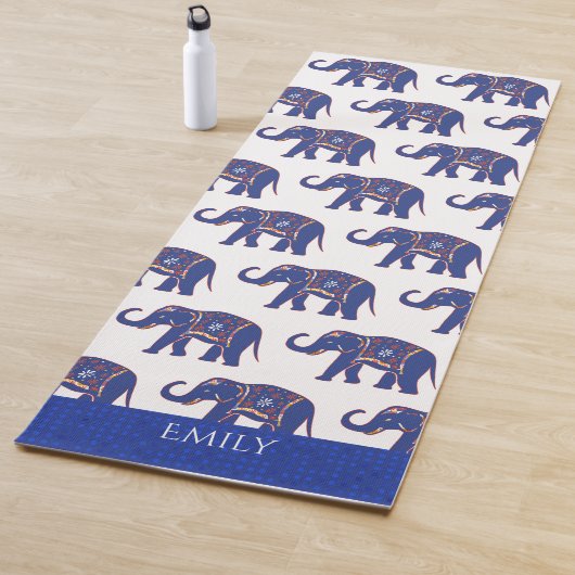 Blue Elephant Pattern Specialized Yoga Mat (In situ)