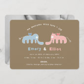 Blue Elephant Photo Baby Boy Faire-part de naissan (Devant / Derrière)