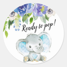 Blue Elephant Ready to Pop Stick Ronde Sticker