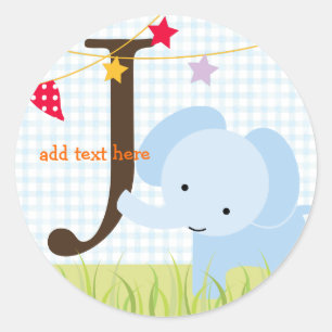 Blue Elephant stickers/monogram toevoegen Ronde Sticker