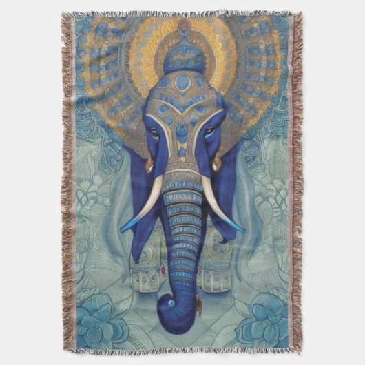 Blue Elephant Throw Blanket Deken (Voorkant Verticaal)