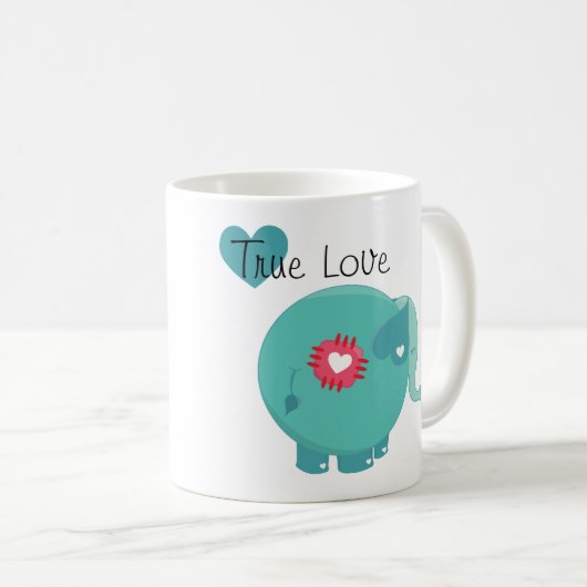 Blue Elephant True Love Custom Mok (Voorkant rechts)