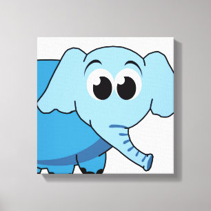 Blue Elephant Wrapped Canvas Afdruk