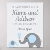 Blue Elephant Write Jouw naam Address on Envelope Poster (Voorkant)