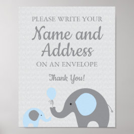 Blue Elephant Write Jouw naam Address on Envelope Poster