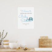 Blue Elephants Couples Baby Boy Shower Welkom Poster (Keuken)
