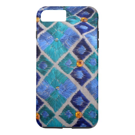 Blue-embroided Phulkari unieke iphone case (Achterkant)