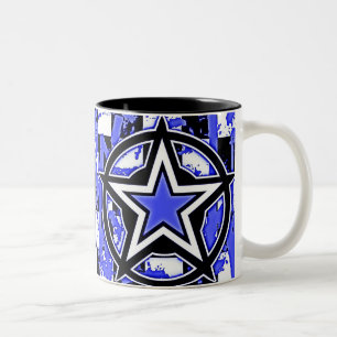 Blue Emo Star Coffee Mok
