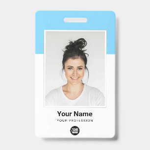 Blue Employee enorme foto QR Bar Code Logo Naam Badge