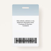 Blue Employee Photo Bar Code Logo Name Gradient Badge (Achterkant)