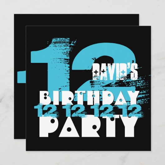 BLUE en BLACK 11e verjaardag 12 jaar oud V08 Kaart (Voorkant / Achterkant)