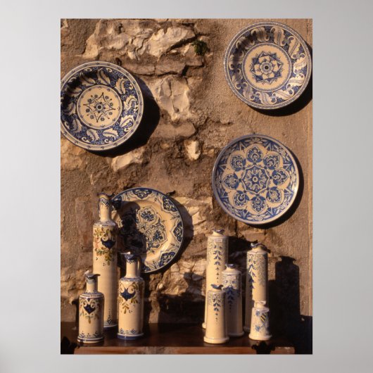 Blue en Cream Pottery Umbria Poster (Voorkant)